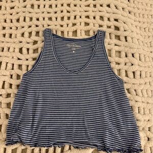 Hollister Blue and White Striped Tank Top